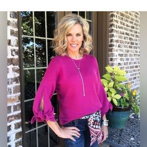 CABi Tether Pullover Orchard Pink NWOT Sz Large Dressy Sweater top